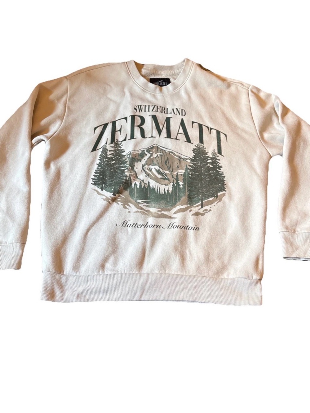 Hollister Cream Switzerland Zermatt Matterhorn Mountain Pullover Sweatshirt